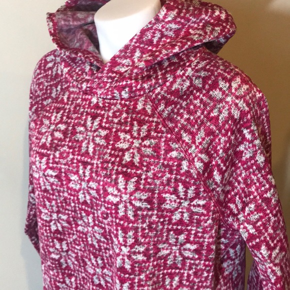 Talbots Raspberry Snowflake Hoodie - Picture 5 of 8